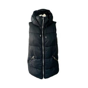 ZARA || Long Puffer Vest Black Medium